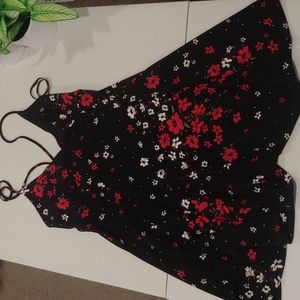 Fit and flare red floral dress
